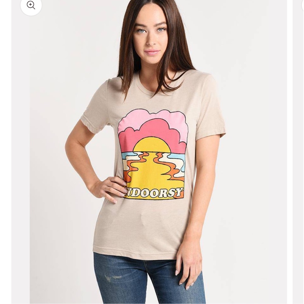 Indoorsy Tee Friday + Saturday Size Med Bella Canvas Beige Graphic Tee